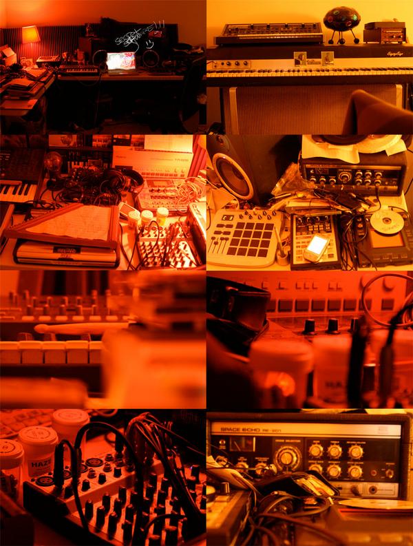 Flying Lotus studio pics, theres is a 303 hidden on the right side of the picture, see if you can spot it.